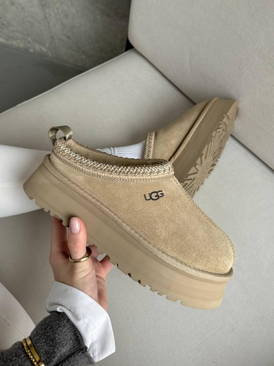 Жіночі уггі-шльопанці UGG Tasman (бежеві) модні зимові капці 5776256 Уги vkross, фото 1