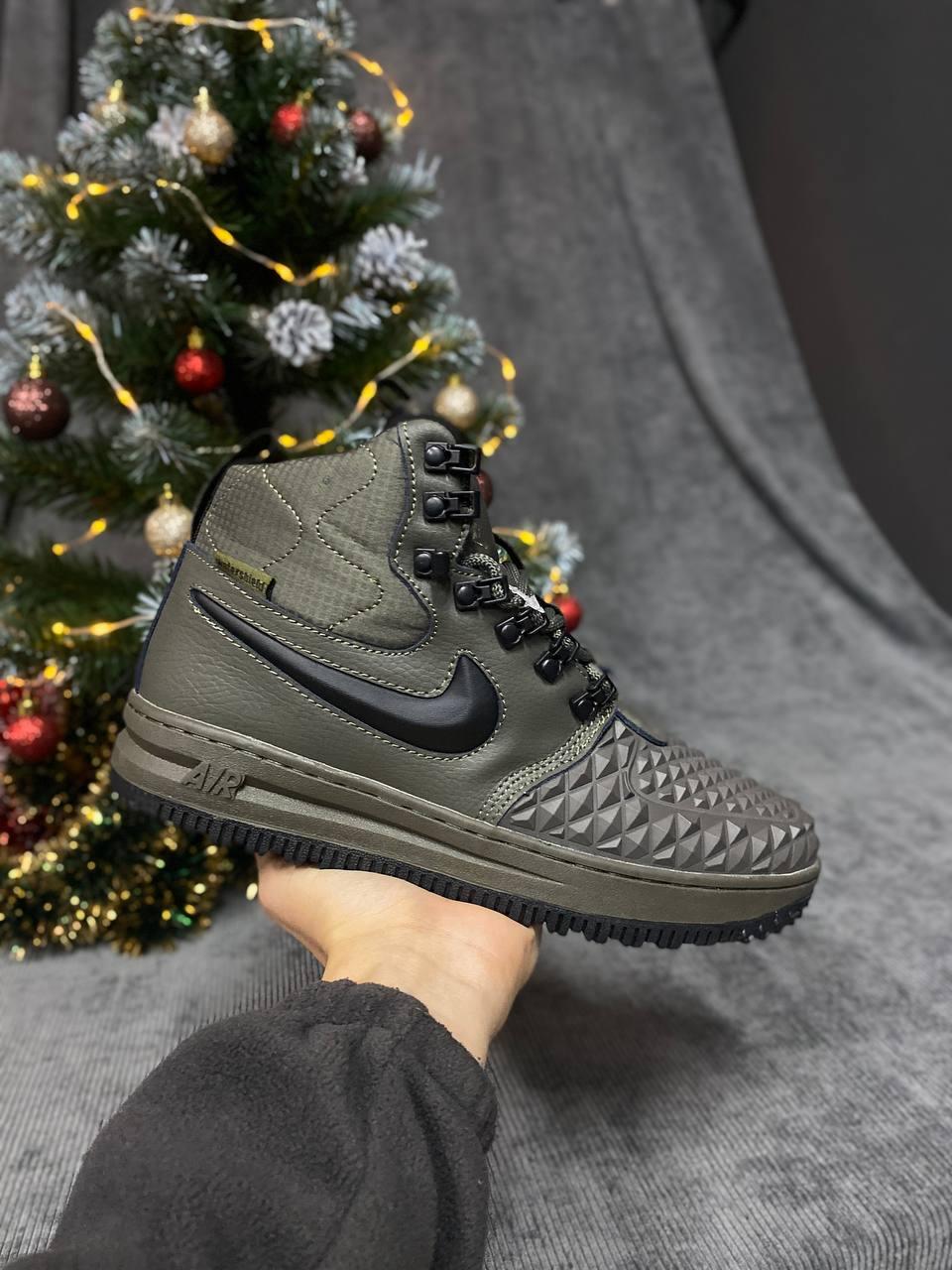 Чоловічі зимові кросівки Nike Lunar Force Duckboot Haki (хакі) стильні високі кросівки NK557 Найк vkross