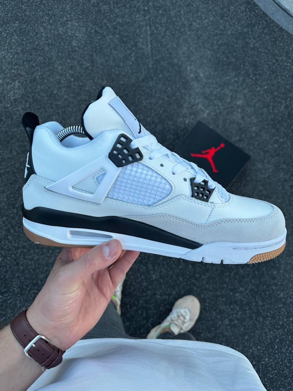 Чоловічі кросівки Nike Air Jordan Retro 4 white & gray (білі із сірим) повсякденні 2525-9 Найк vkross