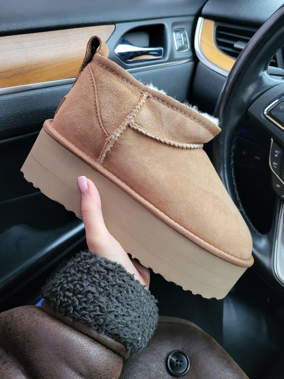 Жіночі зимові уги UGG Classic Ultra Mini Ginger (коричневі) модне повсякденне взуття 640 Уги vkross, фото 1