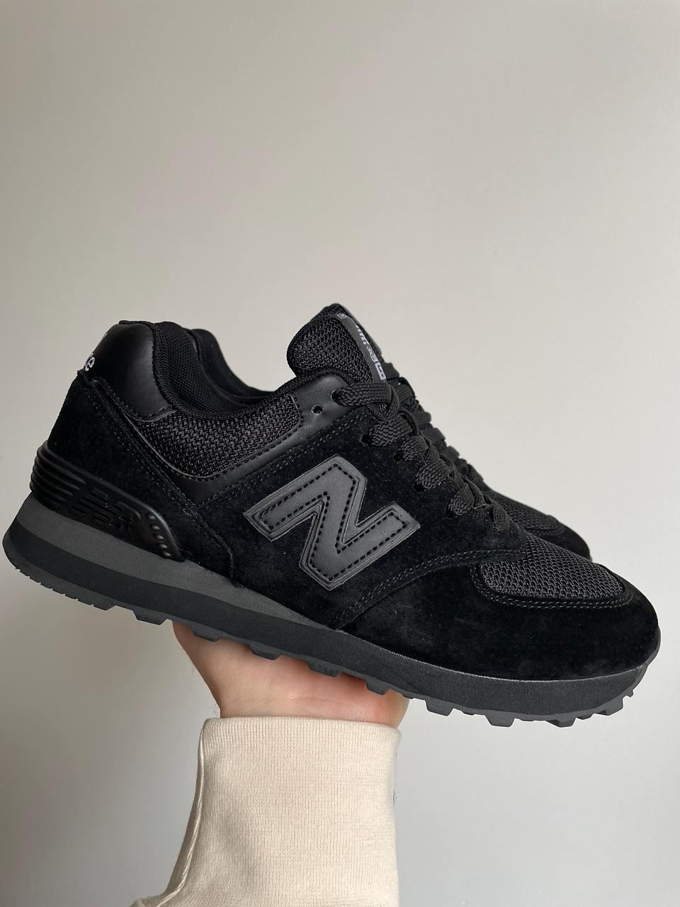 Чоловічі кросівки New Balance 574 Black (чорні) повсякденні низькі кроси 0610v Нью Беленс vkross