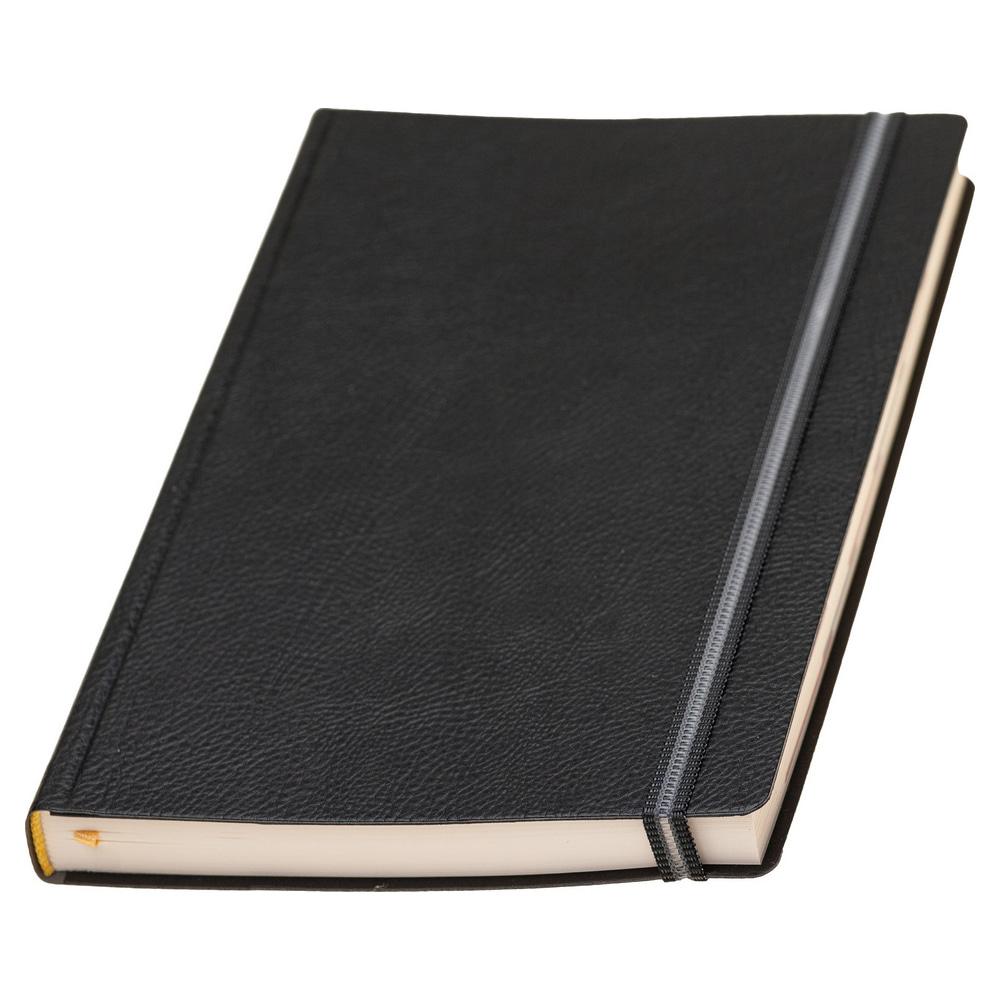 Щоденник датований на 2026 рік гнучкий з резинкою Дакар Преміум Еластик чорний для брендування, фото 1