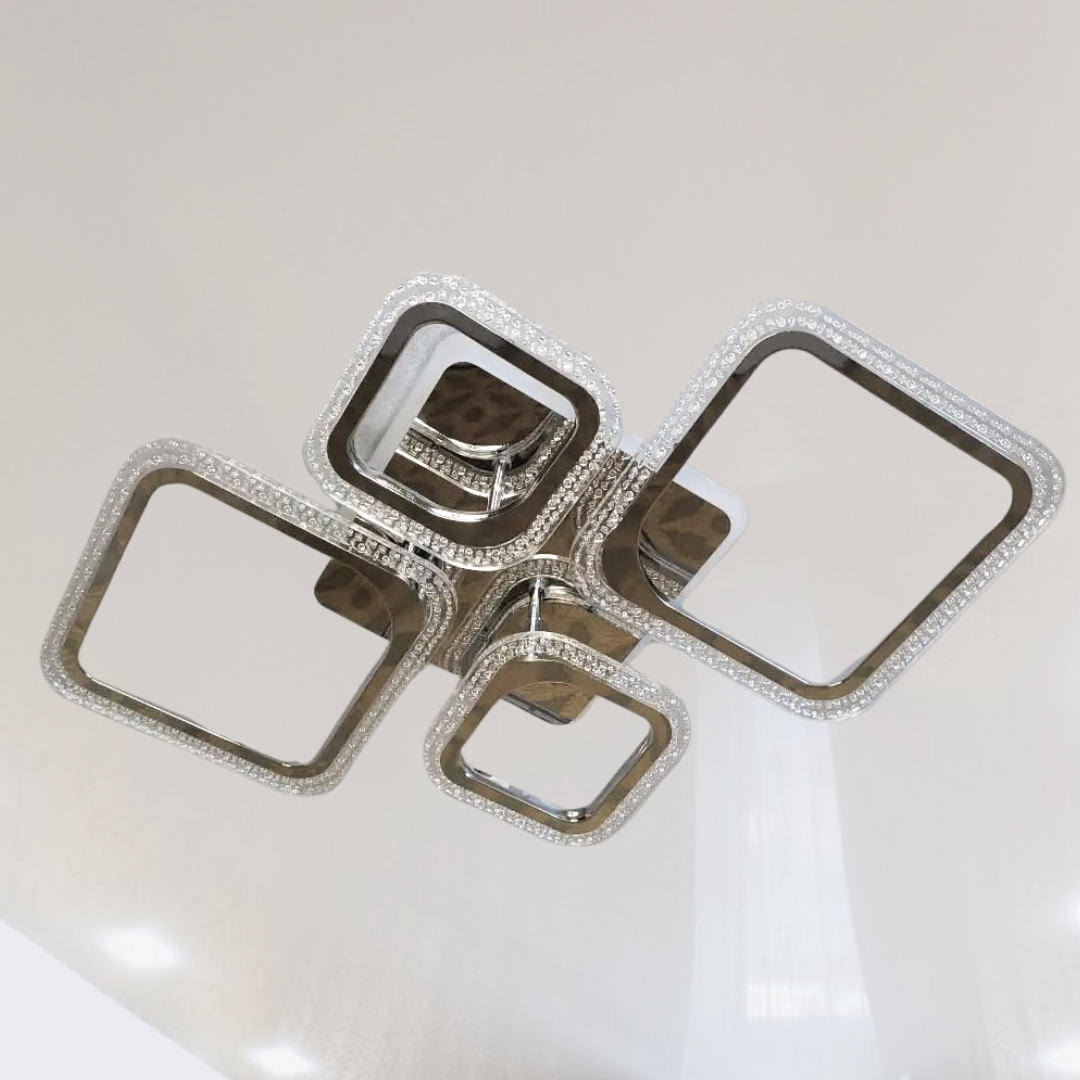 Люстра Ромб світлодіодна Vatan Light 96W до 20 м² колір Хром 1179/2+2CH 3col, фото 1