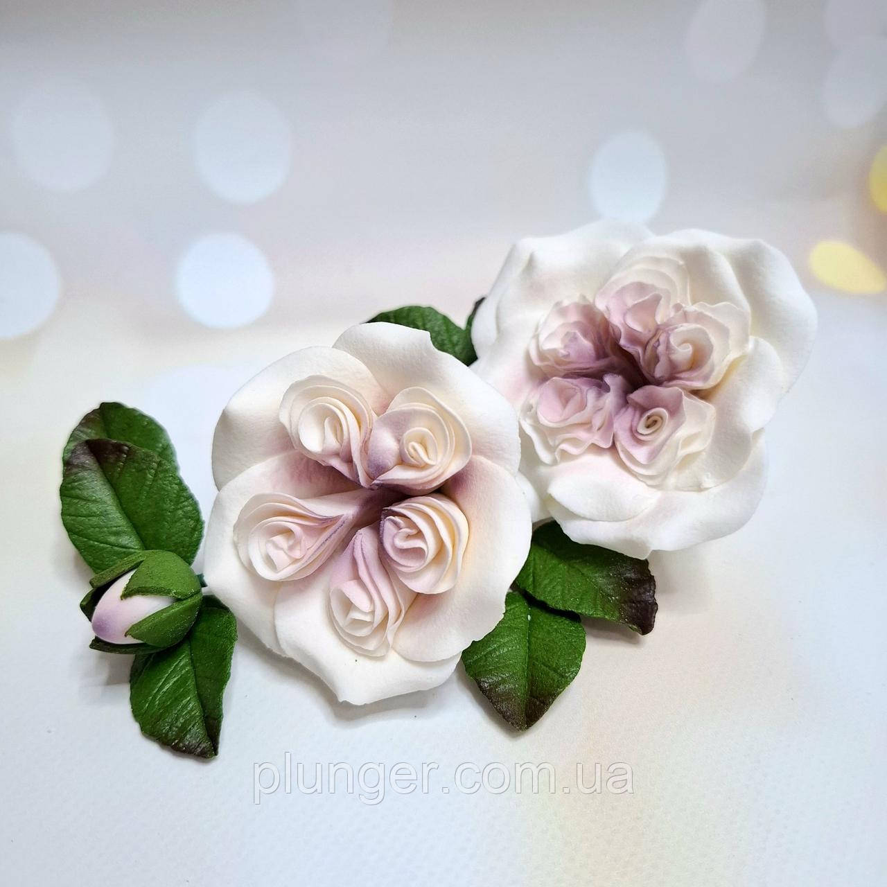 Цукрова прикраса для торта Букет чайної троянди, фото 1