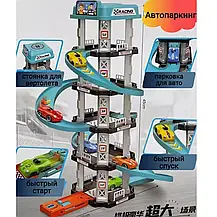 Дитячий перегоновий автотрек MH2003 Childrens Rail Car 62 pcs, Перегонова траса-парковка, фото 3