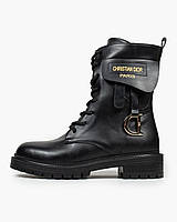 Жіночі зимові черевики Dior Boots Black (з хутром) ALL07187