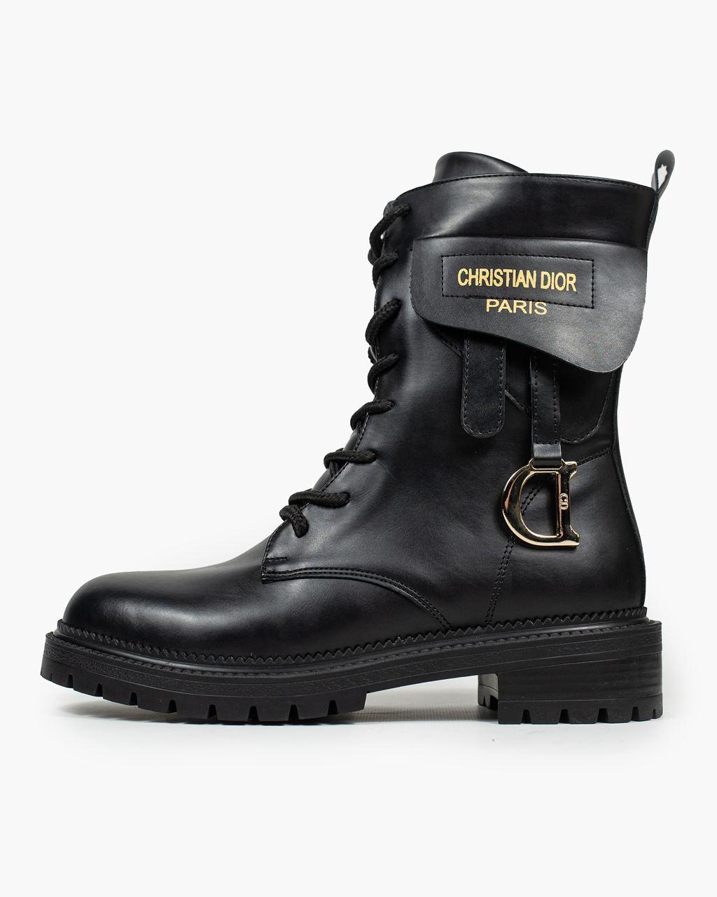 Жіночі зимові черевики Dior Boots Black (з хутром) ALL07187