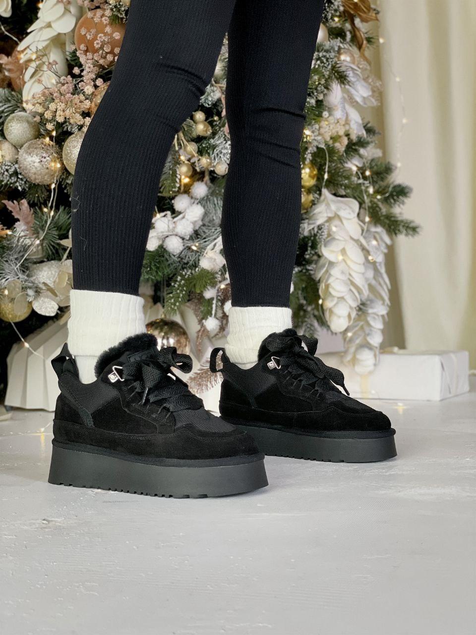 Жіночі зимові уги UGG Lowmel Black Platform (з хутром) ALL19032