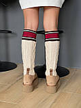 Жіночі зимові черевики Угги UGG Classic Sweater Letter Boot Chestnut (з хутром) 1144045-CHE, фото 8