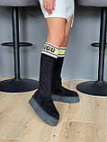 Жіночі зимові черевики Угг UGG Classic Sweater Letter Boot Black (з хутром) 1144045-BLK, фото 3