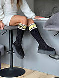 Жіночі зимові черевики Угг UGG Classic Sweater Letter Boot Black (з хутром) 1144045-BLK, фото 4