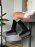 Жіночі зимові черевики Угг UGG Classic Sweater Letter Boot Black (з хутром) 1144045-BLK, фото 6