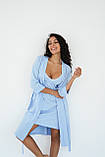 Жіночий халат для вагітних і мам, що годують, з бавовни трикотажний з поясом S Мамин Дім Блакитний, фото 6