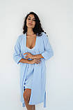 Жіночий халат для вагітних і мам, що годують, з бавовни трикотажний з поясом S Мамин Дім Блакитний, фото 3