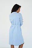 Жіночий халат для вагітних і мам, що годують, з бавовни трикотажний з поясом S Мамин Дім Блакитний, фото 5