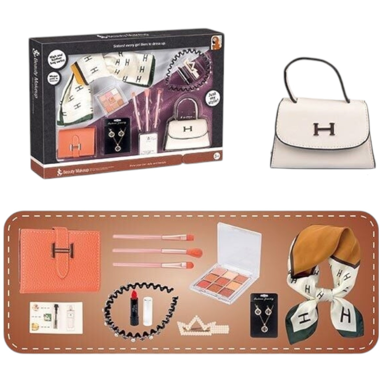 Набір прикрас для дівчинки (шарф, прикраси, обруч для волосся, гаманець, пробник парфумів, сумочка) S 5