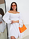 Молодіжне універсальне коктейльне плаття з пишним рукавом, біле, айворі, фото 2
