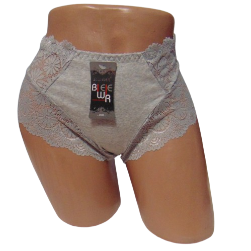 Трусики бавовняні з мереживом Biweier 3XL сірі 3026, фото 1