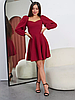 Красиве зручне універсальне коротке плаття з довгим рукавом, бордове, фото 4