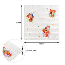Панель стінова 3D 700*700*4mm ведмедики на білому фоні (D) SW-00001975, фото 4