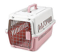 Переноска AnimAll PS-01 для котів та собак Металеві дверцята Рожева