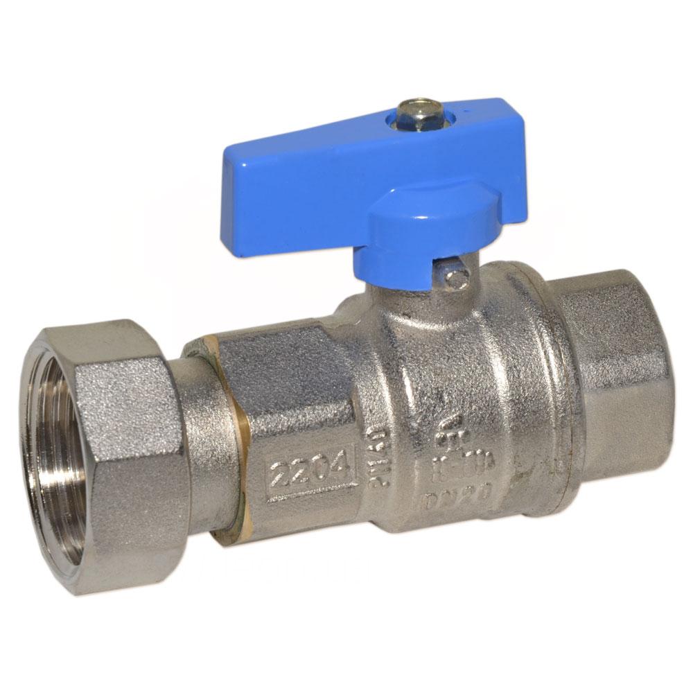 Кран прямий з накидною гайкою Bianchi DN 3/4"Вx3/4"НГ синя ручка (Італія) 528005050E, фото 1