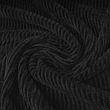 Велюр щільний трикотажний рубчик 4мм чорний, фото 6