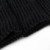 Велюр щільний трикотажний рубчик 4мм чорний, фото 10