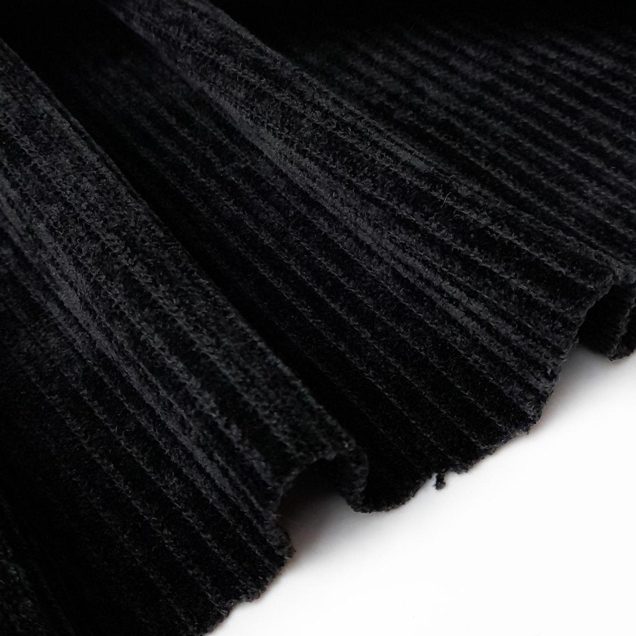 Вельвет на трикотажу рубчик 4мм чорний, фото 1