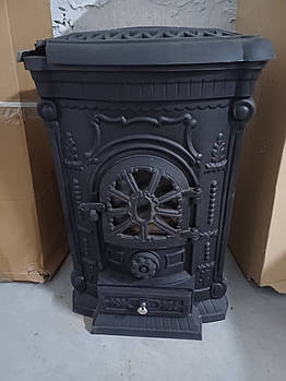 Піч-камін чавунна пічка піч буржуйка  на дрова INGRID  9 kW. Піч для дому, дачі з варильною поверхністю