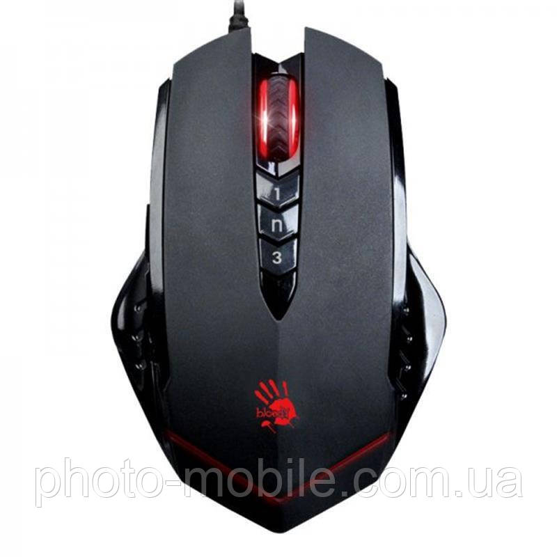 Ігрова комп'ютерна миша A4tech V8MA Activated, Optical, USB, 2000 dpi, Bloody, metal feet, підсвічування Black