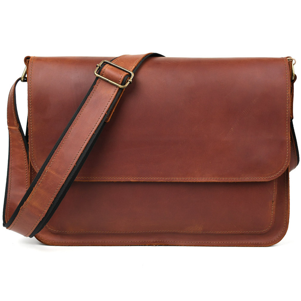 Шкіряна сумка через плече формату А4 Limary lim-3028RB коньячна, фото 1