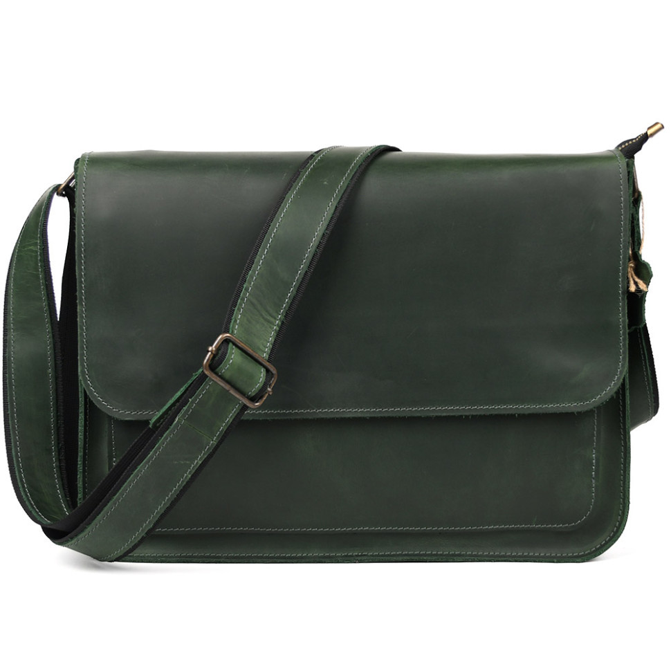 Шкіряна сумка через плече формату А4 Limary lim-3028RE зелена, фото 1
