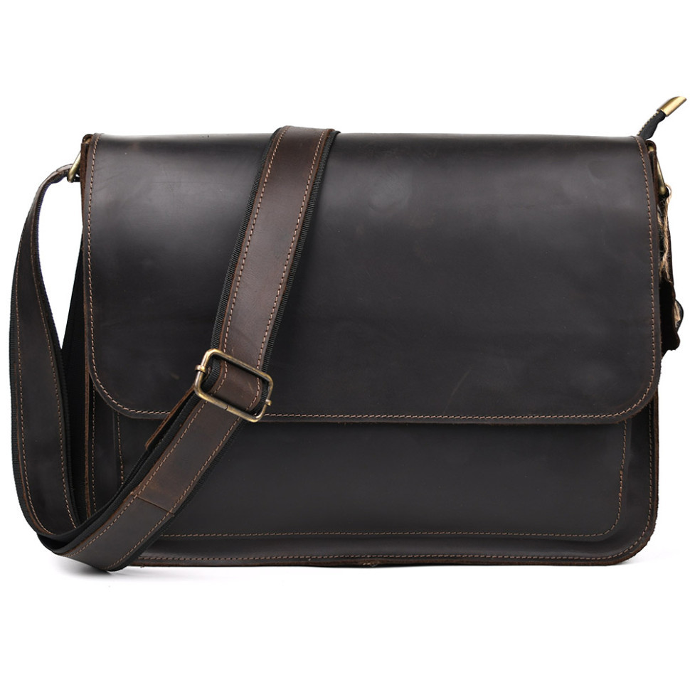 Шкіряна сумка через плече формату А4 Limary lim-3028RC коричнева, фото 1