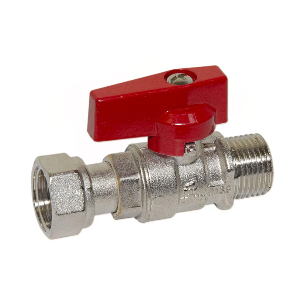 Кран прямий з накидною гайкою Bianchi DN 1/2"Нx1/2"НГ червона ручка (Італія) 528M04040F, фото 1