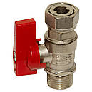 Кран прямий з накидною гайкою Bianchi DN 1/2"Нx1/2"НГ червона ручка (Італія) 528M04040F, фото 2