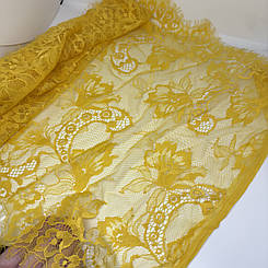 Мереживо шантильї "Карла" нееластичне гірчичне 47 см.( купон 3 м.)