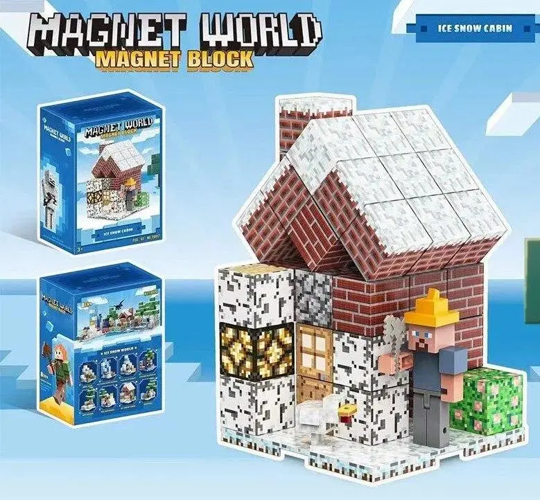 Конструктор магнітний Майнкрафт, Magnet Block (Magnet world) "Крижана снігова кабіна", 61 дет., T9917