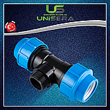 Трійник із зовнішньою різзю 32х1/2"Нх32 для поліетиленових труб компресійне з'єднання PN 16 Unisera (1906), фото 4