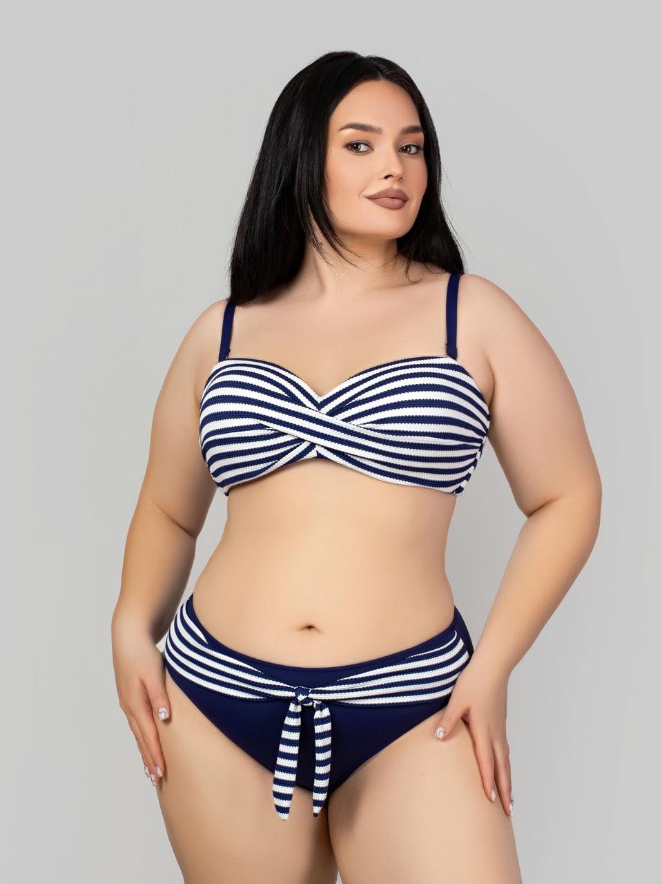 Жіночий купальник в смужку Sisianna 317012 синій на 48 50 52 54 56 розмір