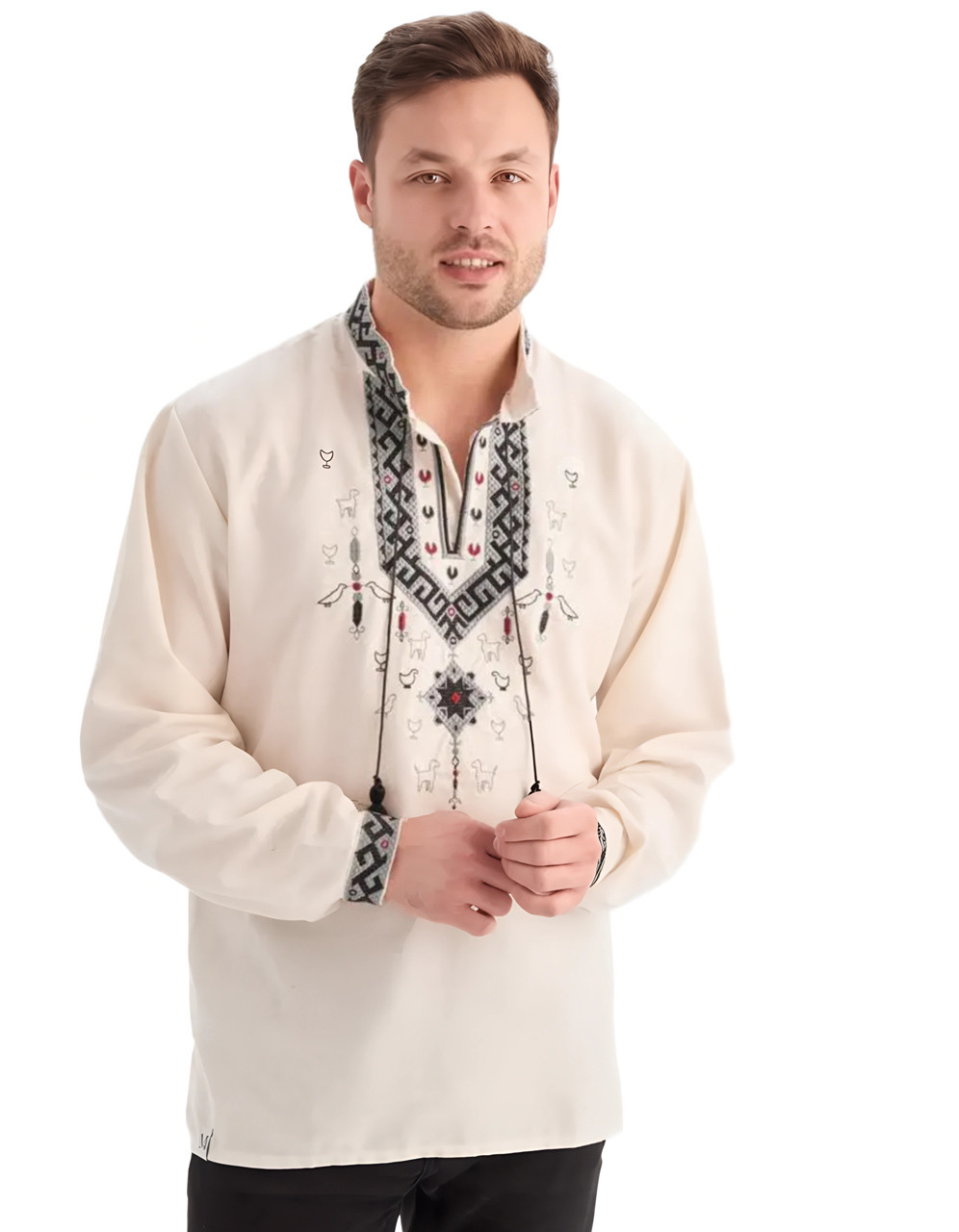 Чоловіча вишиванка Любомир бежева р. 50.