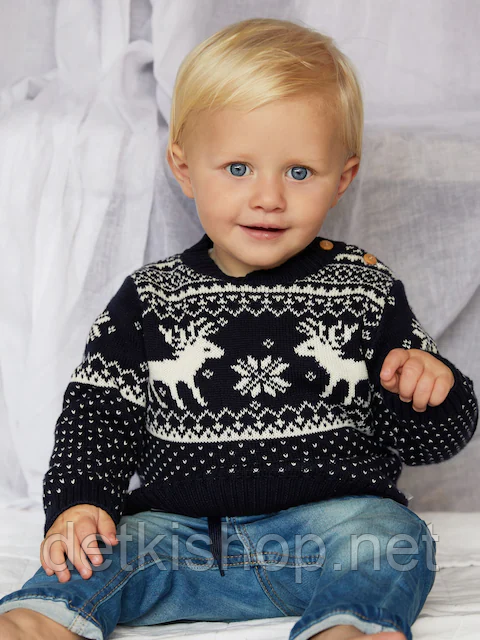 Дитячий різдвяний джемпер із бавовни з оленячим малюнком