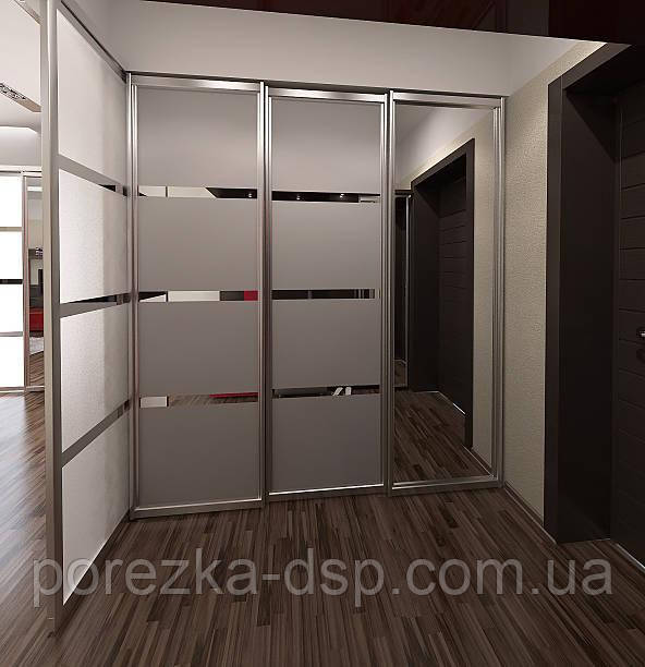 Розсувні дзеркальні двері, профіль поліроване срібло
