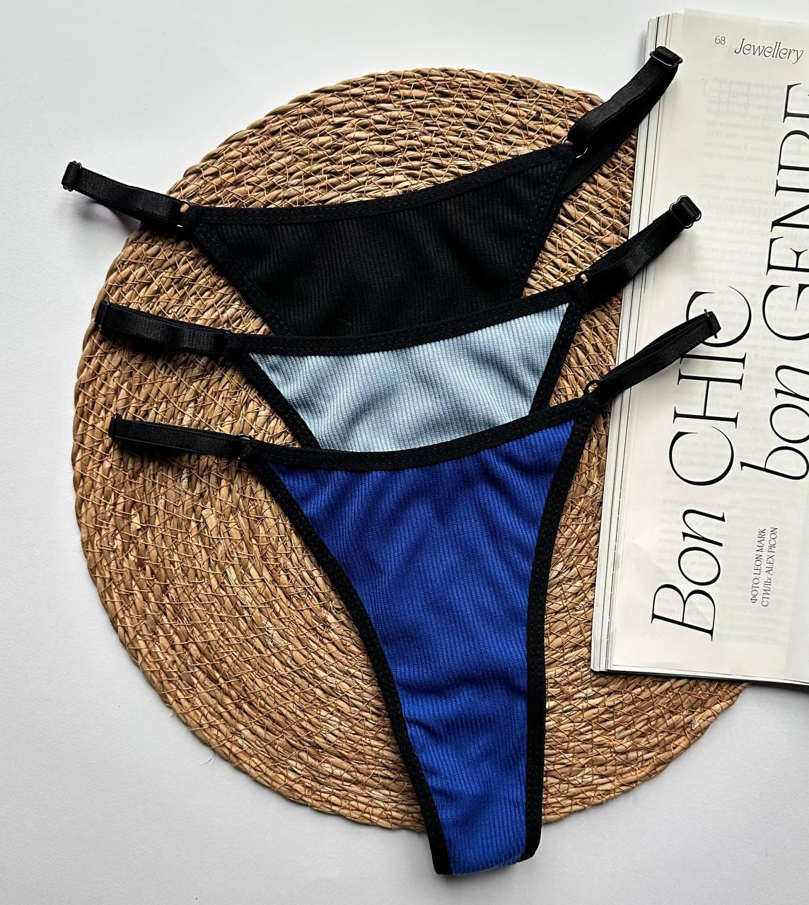 Трусики стринги рубчик, набор 3 шт, фото 1