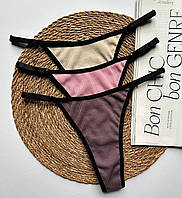 Трусики стринги рубчик, набор 3 шт