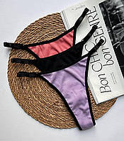 Трусики стринги рубчик, набор 3 шт