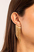 Вечірні довгі сережки дощ - китиці, золотисті Aushal JEWELRY