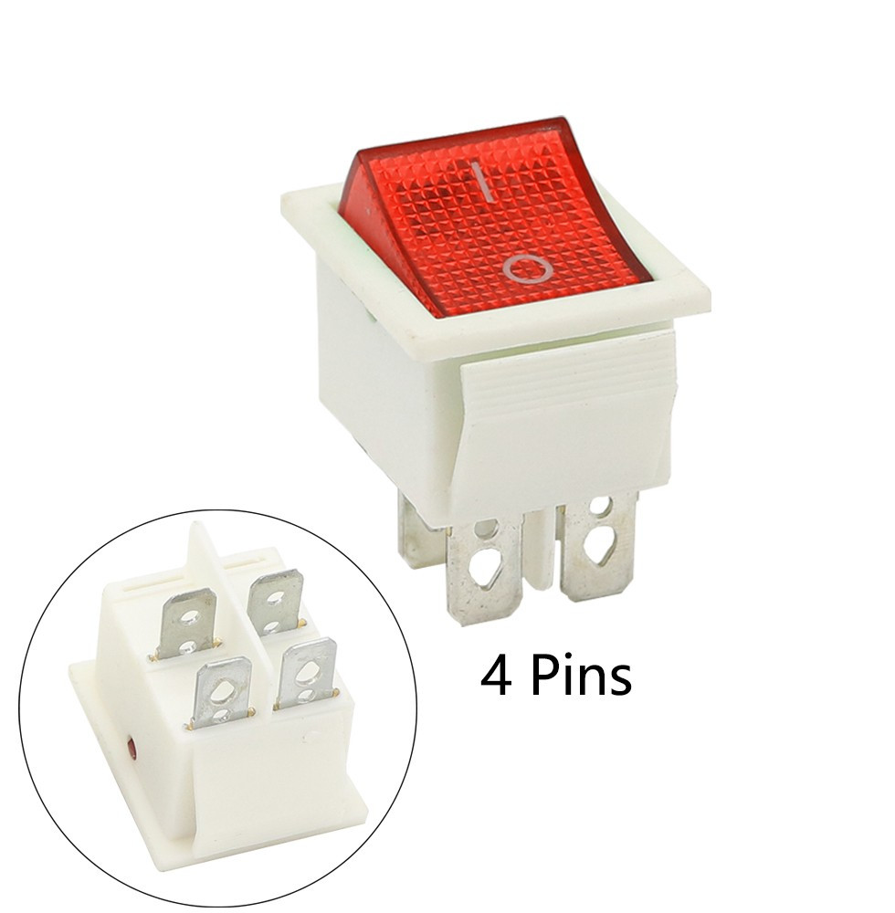 KCD4 Перемикач кулісного типу 16A 250V (red-white) DPST
