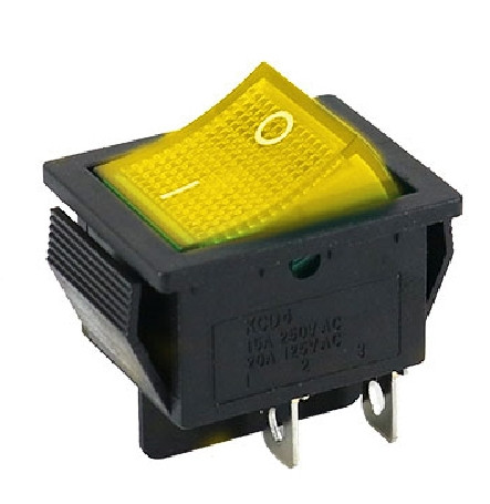 KCD4 Перемикач кулісного типу 16A 250V (yellow-black) DPST