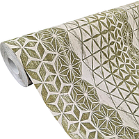 Вінілові шпалери 10.05 × 1.06 м Marburg, пісочні із золотистим відтінком для спальні, вітальні, передпокою